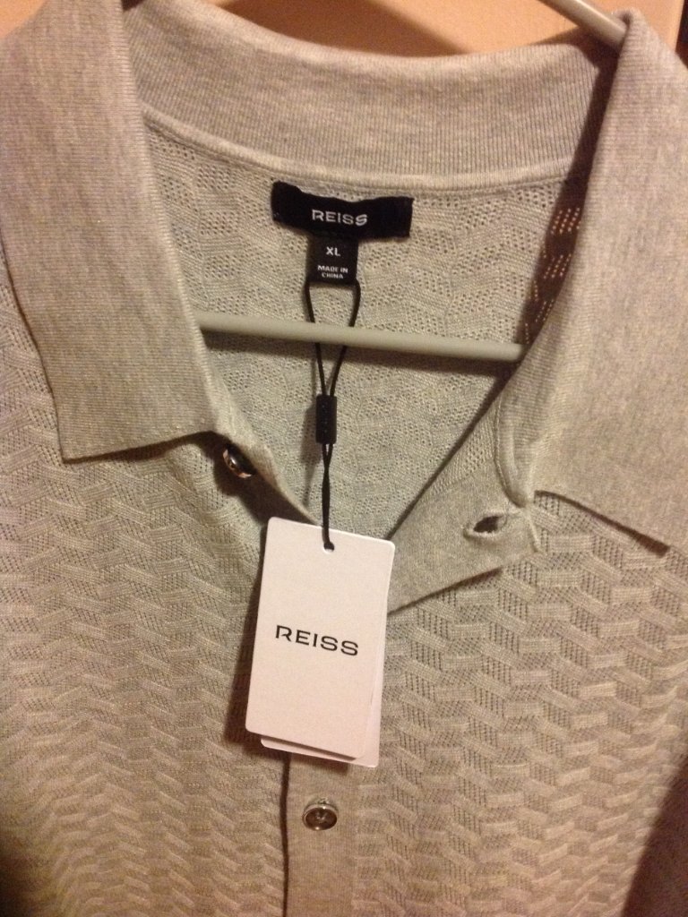Reiss Men's Phoenix Short Sleeve Gray Textured Button Down Shirt - X-Large - Nwt